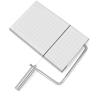 Feliator manual Flippy, pentru cascaval, salam, prajituri, unt, din otel inoxidabil, usor de curatat si utilizat, 5 lame de schimb incluse, picioare antiderapante, 21 x 12.2 x 2.8 cm, argintiu - Img 1