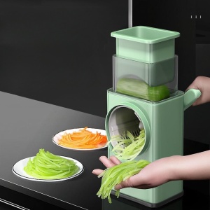 Feliator manual pentru legume Flippy, 3 lame din otel inxodabil, 3 tipuri de feliere, material carcasa ABS, latime maxima feliere 4 mm, baza de tip ventuza, usor si sigur de utilizat, 28.5 x 9,2 x 13.5 cm, verde - Img 10
