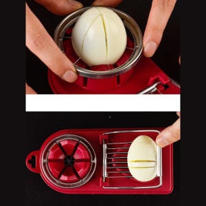 Feliator multifunctional Flippy pentru oua, mozzarela, fructe, 2 forme de feliere, agatatoare, 20 cm, Visiniu - Img 3