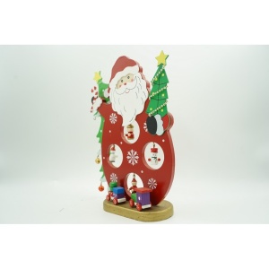 Figurina decorata, Mos Craciun, Rosu, din Lemn, 18 cm x 24.5 cm, Interior, Flippy - Img 9