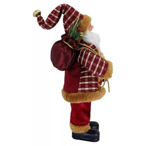 Figurina Decorativa Craciun, Flippy, Mos Craciun Asezat cu Sac si Felinar, 35 x 18 x 20 cm, Material Plastic+Textil, Interior/Exterior, Rosu/Auriu - Img 2