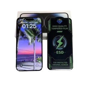 Folie de Protectie, Flippy, pentru Apple iPhone 15, Tempered Glass ESD, Electroplate, Regenerabila, Full Cover, Margini Negre, Transparent - Img 1