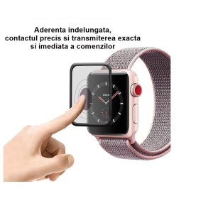 Folie Sticla pentru Apple Watch Series 2/3 38 mm adeziv pe margine Negru - Img 10
