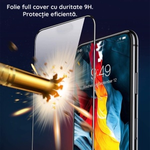 Folie Sticla Securizata Flippy compatibil cu Huawei Nova 11i 4G, Full Glue Negru - Img 3