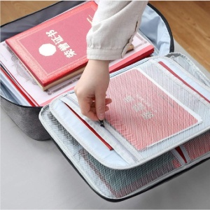 Geanta Flippy pentru Depozitare Acte si Documente, Facturi, Carduri, cu Cod de Securitate, 5 Compartimente, Impermeabila, 37 x 20 x 27 cm, Albastru - Img 3