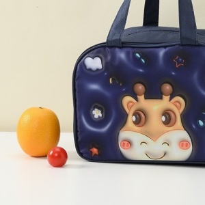 Geantă Frigorifică, Flippy, cu Desene Animat 3D, Portabilă pentru Copii, de Prânz, din Pânză Oxford, 27.5x18x20 cm, Model Cerb, Albastru - Img 8