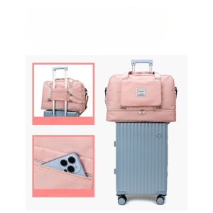 Geanta Pliabila, Flippy, pentru Voiaj, Buzunare Multiple, de Mana, Impermeabila, Material Textil, Capacitate 8 Kg, Dimensiune Deschisa 42x28x10 cm, Roz - Img 14