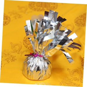 Greutate pentru Baloane cu Heliu, Flippy, din Folie cu Franjuri, 170g, 13 x 5 x 3 cm, Argintiu - Img 3