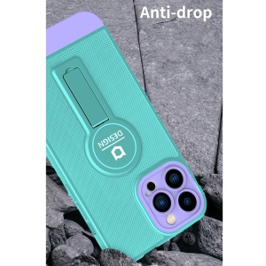 Husa Armor Design cu Stand pentru Samsung Galaxy A13 4G, Blue/Mov, Suport Auto Magnetic, Wireless Charge, Protectie Antisoc, Flippy - Img 3