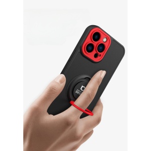 Husa de protectie Eagle eye pentru Apple iPhone 14 Pro, Rezistenta la socuri, Protectie camera, Cu inel de prindere magnetic rosu, Flippy, Negru - Img 2