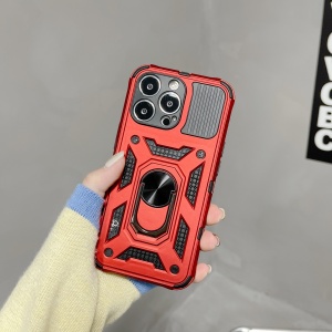 Husa de protectie, Flippy, compatibila cu Apple iPhone 13 Pro Max Defender, Model 4 cu suport, Rosu - Img 2