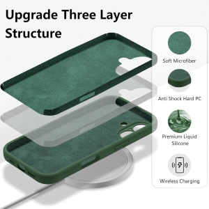 Husa de Protectie, Flippy, pentru iPhone 16 Plus, Liquid Silicone, cu Microfibra pe Interior, Protectie Antisoc, Compatibil Incarcare Wireless, Verde - Img 5