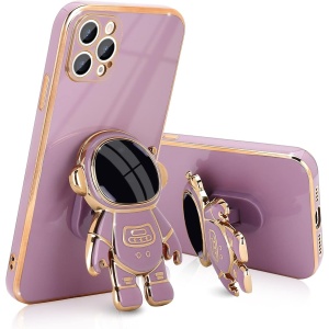 Husa de Protectie TPU 2in1, Flippy, pentru Apple iPhone 15 Pro Max, Astronaut cu Suport, Antisoc, Rezistenta la Impact, Protectie Camera, Mov
