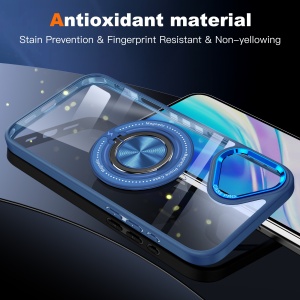 Husa de Protectie TPU, Flippy, pentru iPhone 16, cu Incarcare Wireless, Tehnologie Magsafe, Inel Magnetic Rotativ cu Functie de Suport, Transparent-Albastru Inchis - Img 7