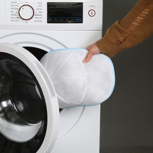 Husa de Spalare Sapca, Flippy, pentru Masina de Spalat, din Poliester, Circumferinta 53 cm, cu Fermoar, Alb/Albastru - Img 4
