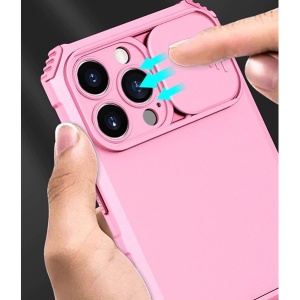 Husa Defender cu Stand pentru iPhone 12, Roz, Suport reglabil, Antisoc, Protectie glisanta pentru camera, Flippy - Img 3
