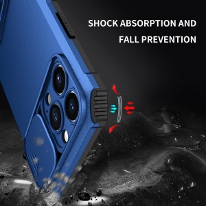 Husa Defender cu Stand pentru Samsung Galaxy S21 FE, Albastru, Suport reglabil, Antisoc, Protectie glisanta pentru camera, Flippy - Img 6