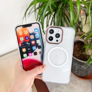 Husa MagSafe Silicone pentru iPhone 13 Pro Max, Flippy, Transparenta, Magnetica, Extra Protectie Camera Roz - Img 4