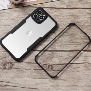 Husa Max Defence pentru iPhone 12 Pro, Bumper Negru, Fata Dubla Transparenta, Protectie Antisoc Full 360 ( fata, spate, margini ), Flippy - Img 2