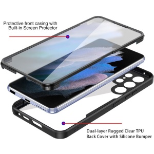 Husa Max Defence pentru Samsung Galaxy A53 5G, Bumper Negru, Fata Dubla Transparenta, Protectie Antisoc Full 360 ( fata, spate, margini ), Flippy - Img 5