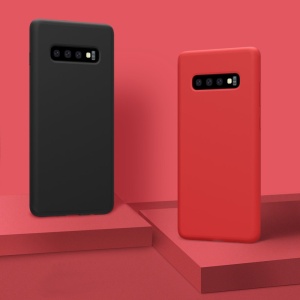 Husa protectie compatibila cu Samsung S10 Plus Liquid Silicone Case Albastru inchis - Img 6