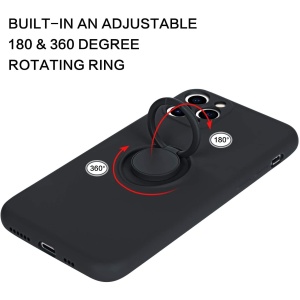 Husa protectie Flippy compatibila cu Apple iPhone 11 Pro Liquid Silicone Ring cu suport rotativ Negru - Img 3