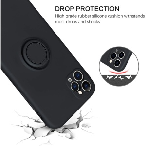 Husa protectie Flippy compatibila cu Apple iPhone 11 Pro Max Liquid Silicone Ring cu suport rotativ Negru - Img 5