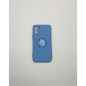 Husa protectie Flippy compatibila cu Apple iPhone 12 Mini Liquid Silicone Ring cu suport rotativ Albastru - Img 5