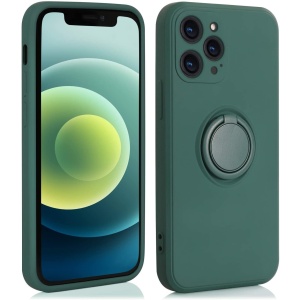 Husa protectie Flippy compatibila cu Apple iPhone 12 Pro Max Liquid Silicone Ring cu suport rotativ Verde - Img 7