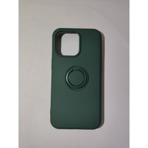 Husa protectie Flippy compatibila cu Apple iPhone 13 Pro Liquid Silicone Ring cu suport rotativ Verde - Img 3