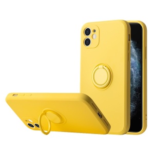 Husa protectie Flippy compatibila cu Apple iPhone 13 Pro Max Liquid Silicone Ring cu suport rotativ Galben - Img 4