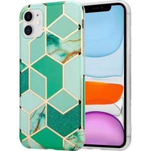 Husa protectie Flippy compatibila cu Samsung Galaxy A72 Soft IMD TPU Marble Geometric Verde - Img 1