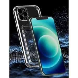 Husa protectie Flippy cu suport card compatibila cu Apple iPhone 12 Transparent - Img 3