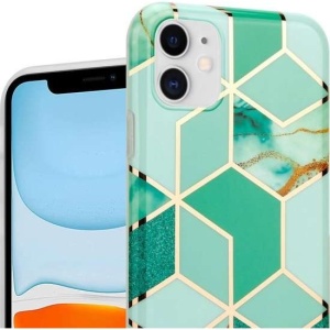Husa protectie pentru Apple iPhone XR Soft IMD TPU Marble Geometric Verde - Img 8