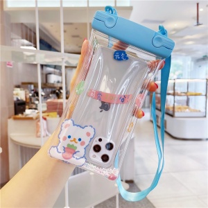 Husa subacvatica Fruity Waterproof Flippy, Snowproof, Universala, Impermeabila, cu Snur, pentru telefon sau documente, Berry Bear, Albastru - Img 3