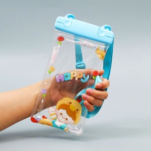 Husa subacvatica Fruity Waterproof Flippy, Snowproof, Universala, Impermeabila, cu Snur, pentru telefon sau documente, Happy Boy, Bleu - Img 5