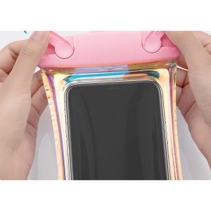 Husa subacvatica Holografica Waterproof Flippy, Snowproof, Universala, Impermeabila, cu Snur, pentru telefon sau documente, Roz - Img 8