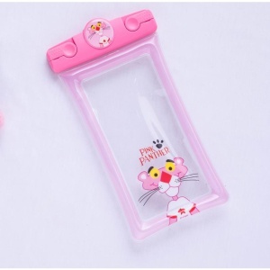 Husa subacvatica Mascot Waterproof Flippy, Snowproof, Universala, cu Snur, pentru telefon sau documente, Pantera, Roz - Img 3