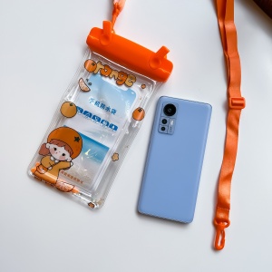 Husa subacvatica Waterproof Flippy, Snowproof, Universala, Impermeabila, pentru telefon sau documente, cu snur, Orange Girl, Portocaliu - Img 3