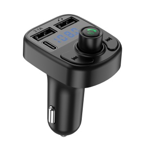 Incarcator Auto cu MP3 Player, Flippy, Bluetooth 5.0, 5V, 2 x USB, Type C, Negru - Img 1