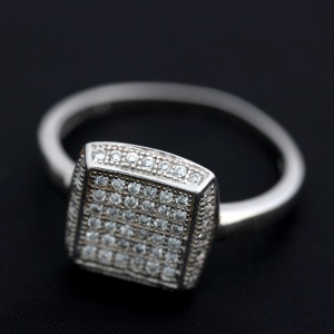Inel de dama din Argint 925 cu model patrat si zirconii, marimea 53 - Img 7