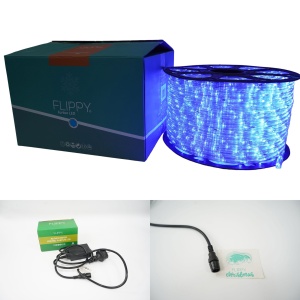 Instalatie Craciun, 20 m, 480 Led-uri, Furtun Luminos, Albastru, Transformator, 8 jocuri de lumini, Sectionabila, 220 V, Flippy - Img 6