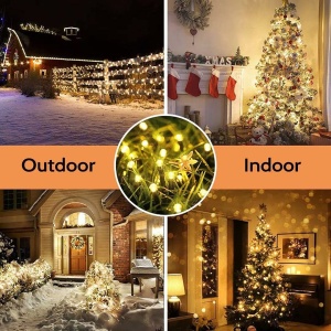 Instalatie Craciun, 32 metri, 300 de LED-uri, Alb Cald, cu energie solara, fir de cupru, liniar, interior/exterior, Flippy - Img 10