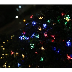 Instalatie Craciun, 5 metri, 20 Becuri LED tip Flori de cires, pentru exterior cu incarcare solara, Multicolor, Flippy - Img 3