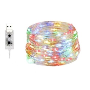 Instalatie Craciun, 5 metri, 50 LED-uri, multicolor RGB, sincronizare muzica, telecomanda 12 de functii, USB, fir cupru, liniar, interior/exterior, Flippy - Img 7