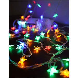 Instalatie Craciun cu baterii, 10 metri, 80 LED-uri tip Stea, fir Transparent, Multicolor, Flippy - Img 5