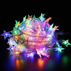 Instalatie Craciun cu baterii, 6 metri, 40 LED-uri tip Stea, fir Transparent, alb cald, Flippy - Img 5
