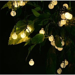 Instalatie Craciun, Tip Globuri de cristal, 100 Led-uri, 12 metri, Alb cald, Energie solara, Senzor de lumina, Flippy - Img 4