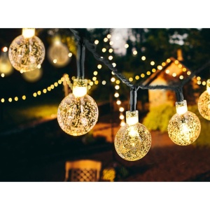 Instalatie Craciun, Tip Globuri de cristal, 100 Led-uri, 12 metri, Alb cald, Energie solara, Senzor de lumina, Flippy - Img 12