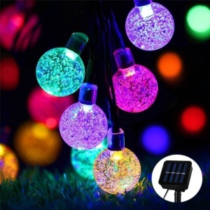 Instalatie Craciun, Tip Globuri de cristal, 100 Led-uri, 12 metri, Multicolor, Energie solara, Senzor de lumina, Flippy - Img 2
